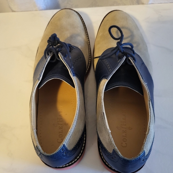 Cole Haan Men's Shoes, Suede Color Tan and Blue, Oxford Size 10.5m, Classic - Picture 5 of 13